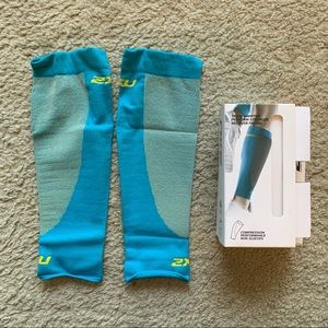 NWT Unisex 2xu Compression Performance Run Sleeves - Turquoise Calf Sleeves